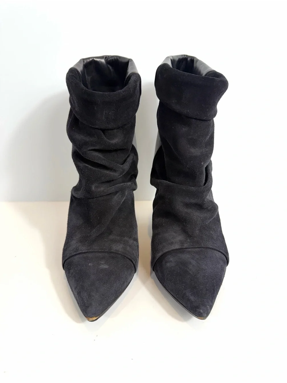 Isabel Marant Black Suede Leather Cone Heel Slouch Ankle Boots EU 36 / US 6